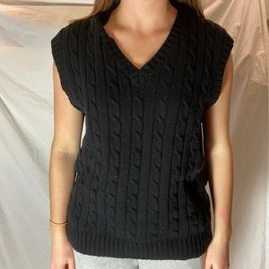 Black Cable Knit Sweater Vest